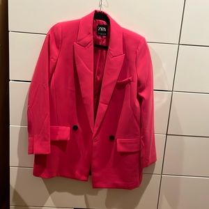 Zara Hot Pink Suit Jacket/Blazer